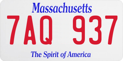 MA license plate 7AQ937