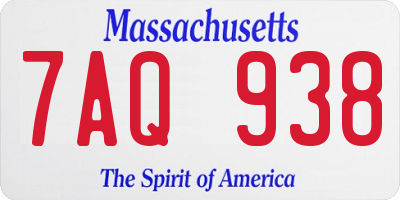 MA license plate 7AQ938