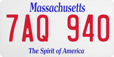 MA license plate 7AQ940