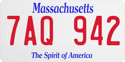 MA license plate 7AQ942