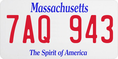 MA license plate 7AQ943