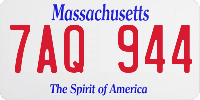 MA license plate 7AQ944