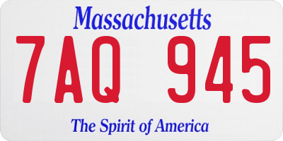 MA license plate 7AQ945