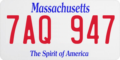 MA license plate 7AQ947