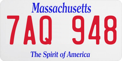MA license plate 7AQ948
