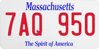 MA license plate 7AQ950