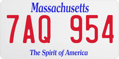 MA license plate 7AQ954
