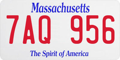 MA license plate 7AQ956