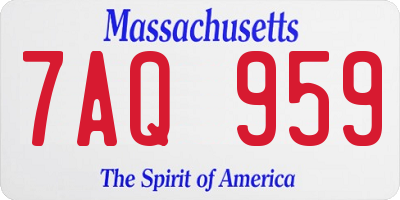 MA license plate 7AQ959