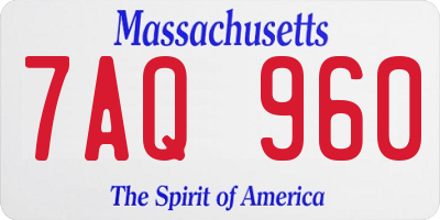 MA license plate 7AQ960