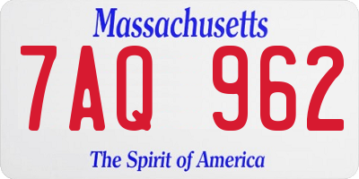 MA license plate 7AQ962