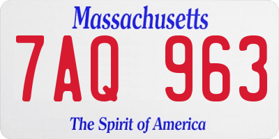 MA license plate 7AQ963