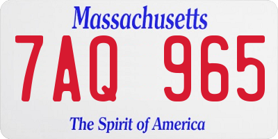 MA license plate 7AQ965
