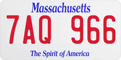 MA license plate 7AQ966