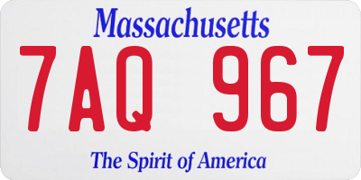 MA license plate 7AQ967