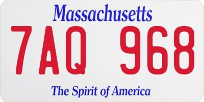MA license plate 7AQ968