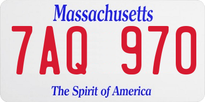 MA license plate 7AQ970