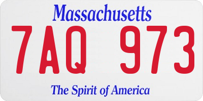 MA license plate 7AQ973