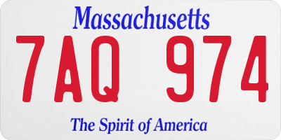 MA license plate 7AQ974