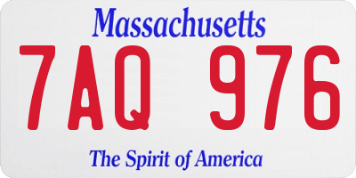 MA license plate 7AQ976
