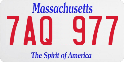 MA license plate 7AQ977