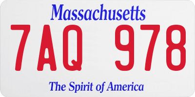 MA license plate 7AQ978