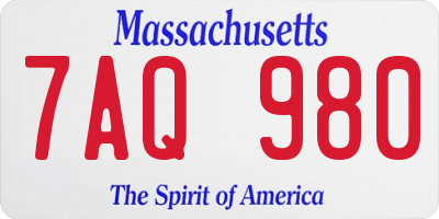 MA license plate 7AQ980