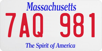 MA license plate 7AQ981