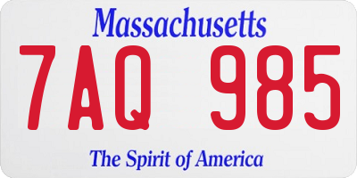 MA license plate 7AQ985