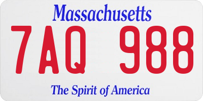 MA license plate 7AQ988