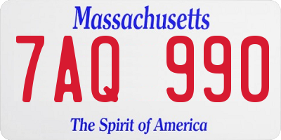 MA license plate 7AQ990