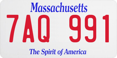 MA license plate 7AQ991