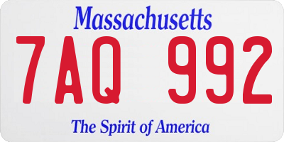 MA license plate 7AQ992