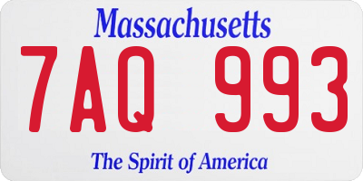 MA license plate 7AQ993