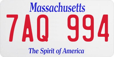 MA license plate 7AQ994