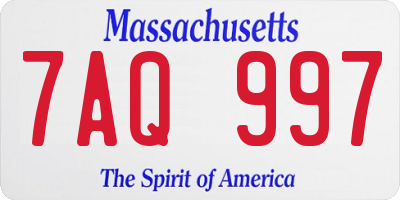 MA license plate 7AQ997
