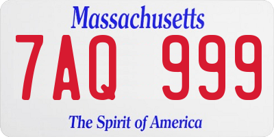 MA license plate 7AQ999
