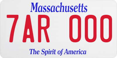 MA license plate 7AR000