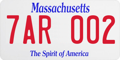 MA license plate 7AR002