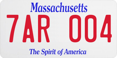 MA license plate 7AR004