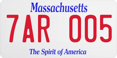 MA license plate 7AR005