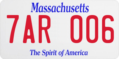 MA license plate 7AR006
