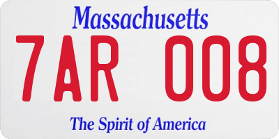 MA license plate 7AR008