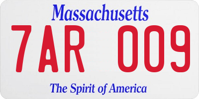 MA license plate 7AR009