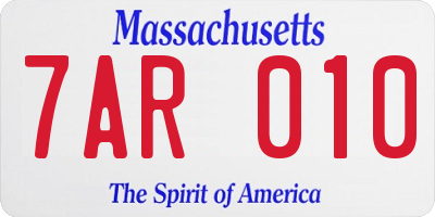 MA license plate 7AR010