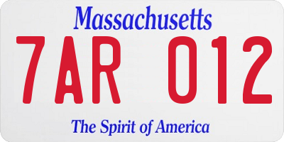 MA license plate 7AR012