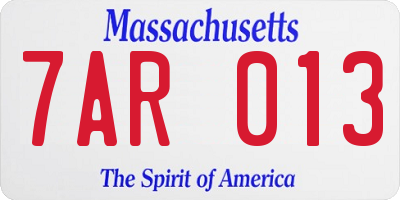 MA license plate 7AR013