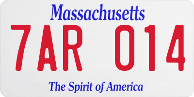 MA license plate 7AR014