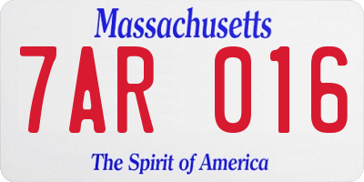 MA license plate 7AR016