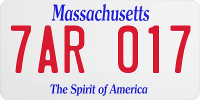 MA license plate 7AR017